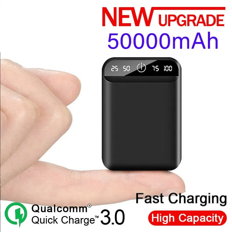 Power Bank Portable Mobile Phone Fast Charger 50000mAh Digital display USB Charging External Battery Pack for Android