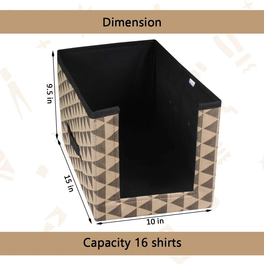 PrettyKrafts 3 Pcs Large Capacity Stackable Shirt Stacker, Storage Bins, Closet Organizers, Foldable Storage Box, Shelf Organizer, Shelves Basket Storage Bin For Organizing Clothing, Toys, Black Beige