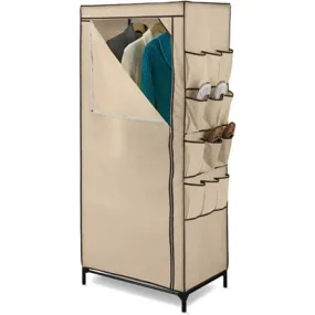 " Storage Closet Wardrobe with Shoe Organizer, Khaki #9140