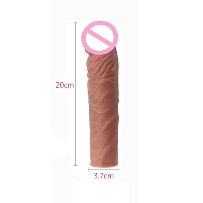 Realistic Penis Extension Cock Sleeve Reusable Silicone Penis Enlarger Enhancer