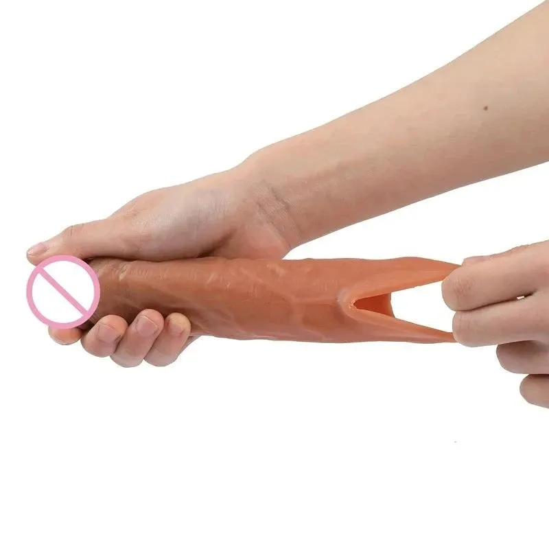 Realistic Penis Extension Cock Sleeve Reusable Silicone Penis Enlarger Enhancer