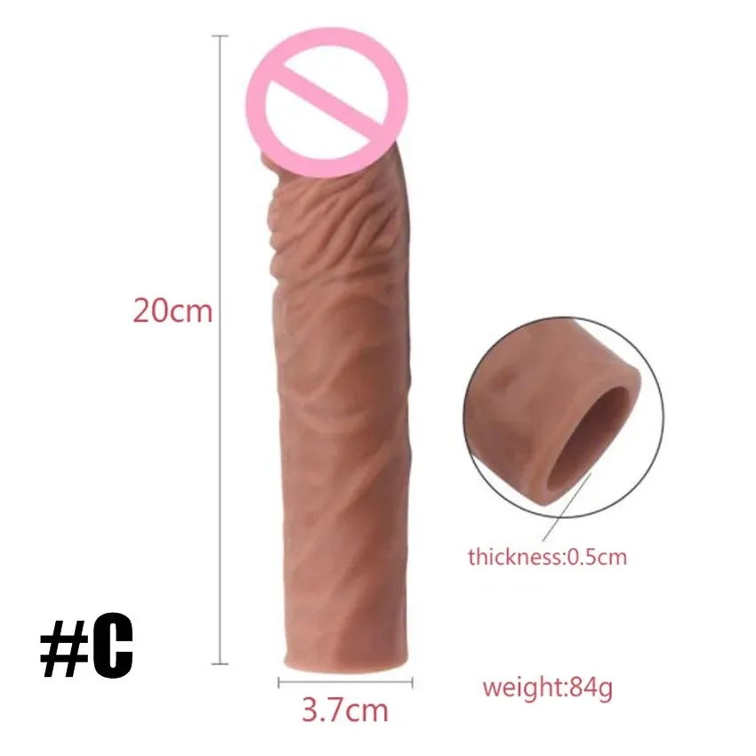 Realistic Penis Extension Cock Sleeve Reusable Silicone Penis Enlarger Enhancer