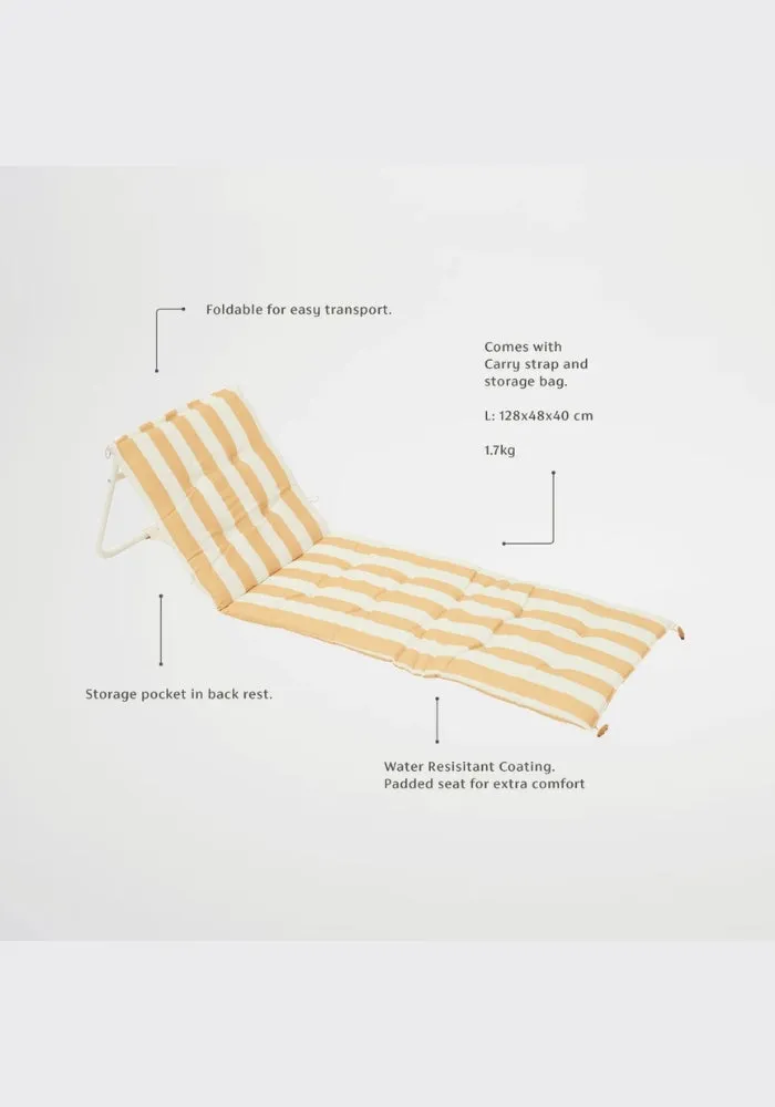 Reclining Beach Chair Mango Bay Golden Mustard Stripe