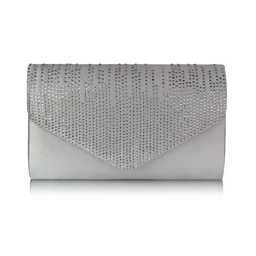 Renee Crystal and Satin Clutch Bag