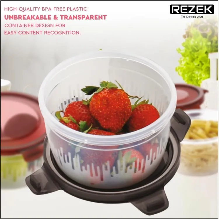 REZEK Airtight Food Storage Container Set of 3- Plastic Clear Plastic Kitchen and Pantry Organization