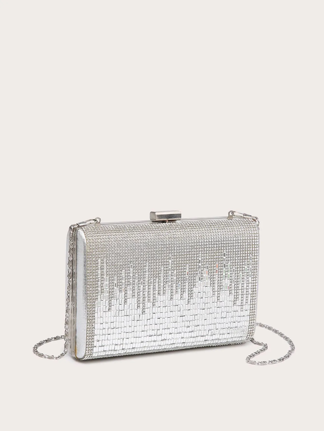 Rhinestone Decor Chain Box Bag