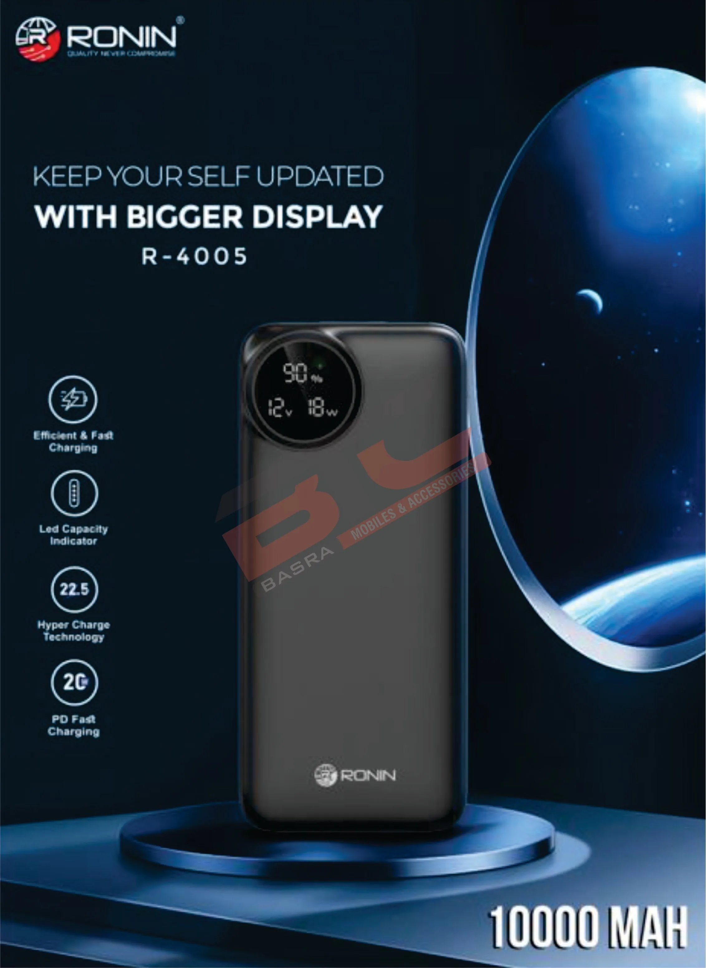 Ronin R-4005 Bigger Digital Display 22.5 Hyper Charge Technology 20W PD