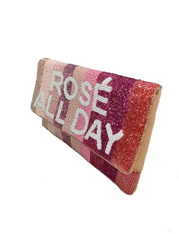 Rosé All Day Handmade Beaded Clutch