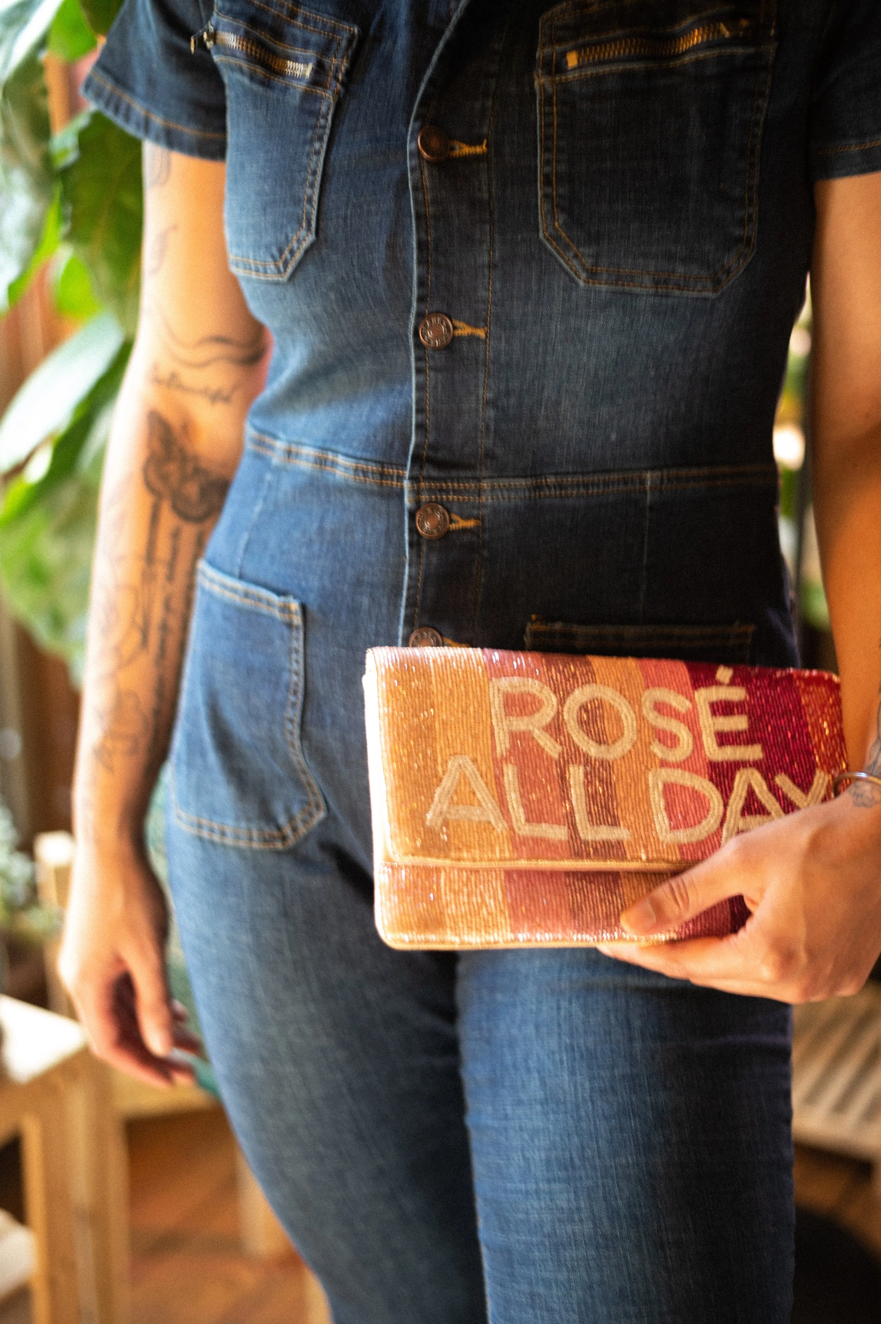 Rosé All Day Handmade Beaded Clutch