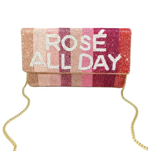 Rosé All Day Handmade Beaded Clutch