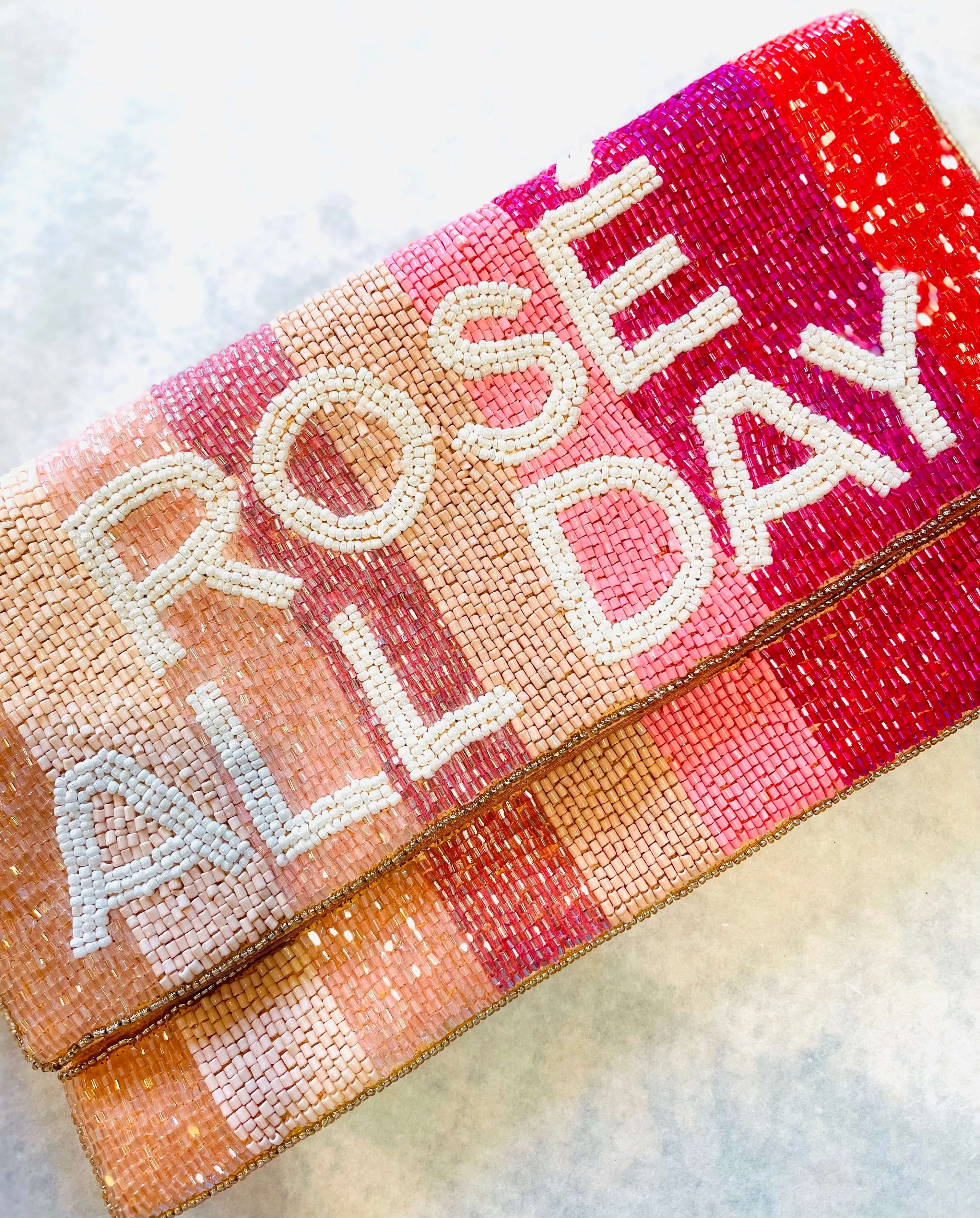 Rosé All Day Handmade Beaded Clutch