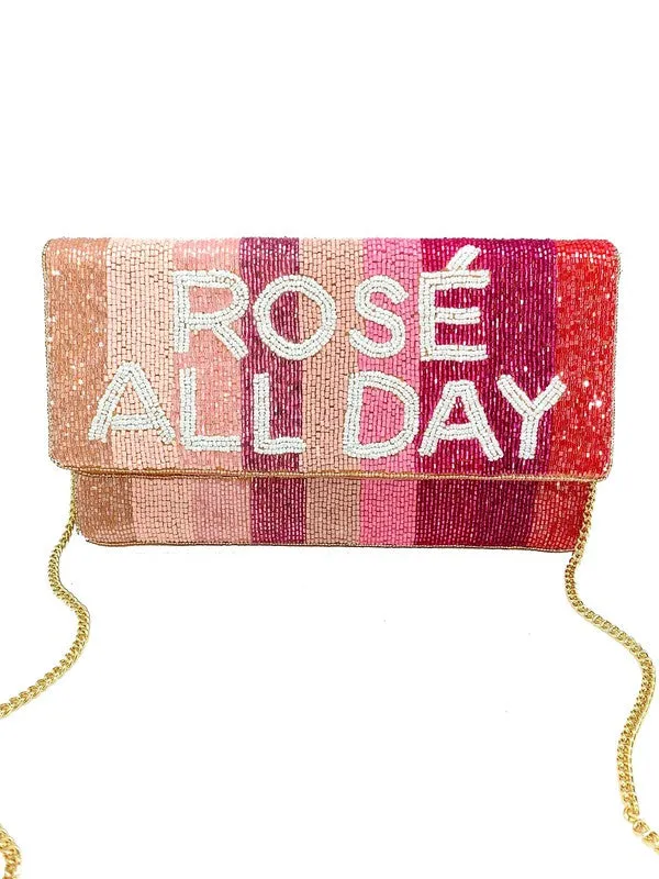 Rosé All Day Handmade Beaded Clutch