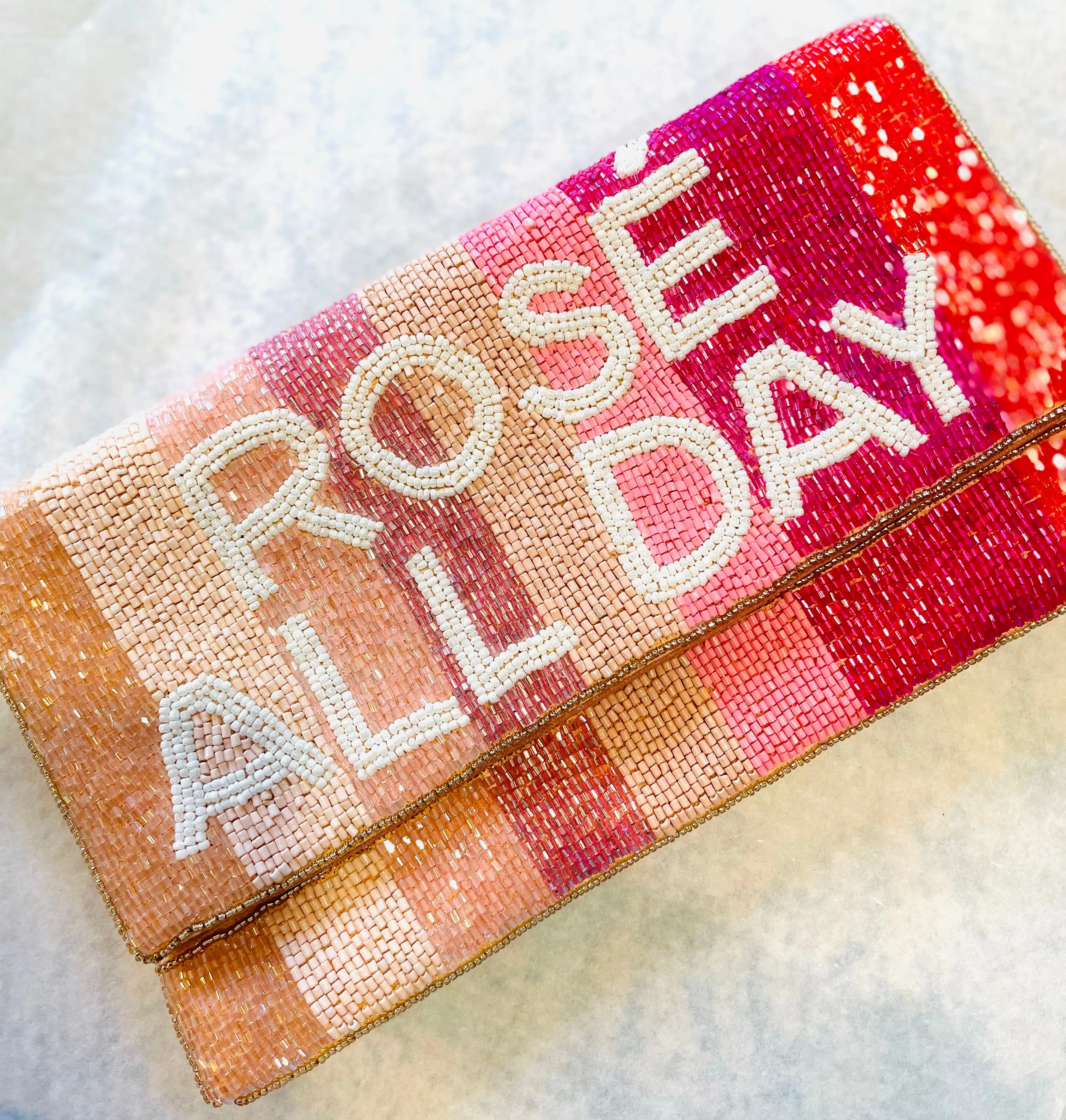 Rosé All Day Handmade Beaded Clutch