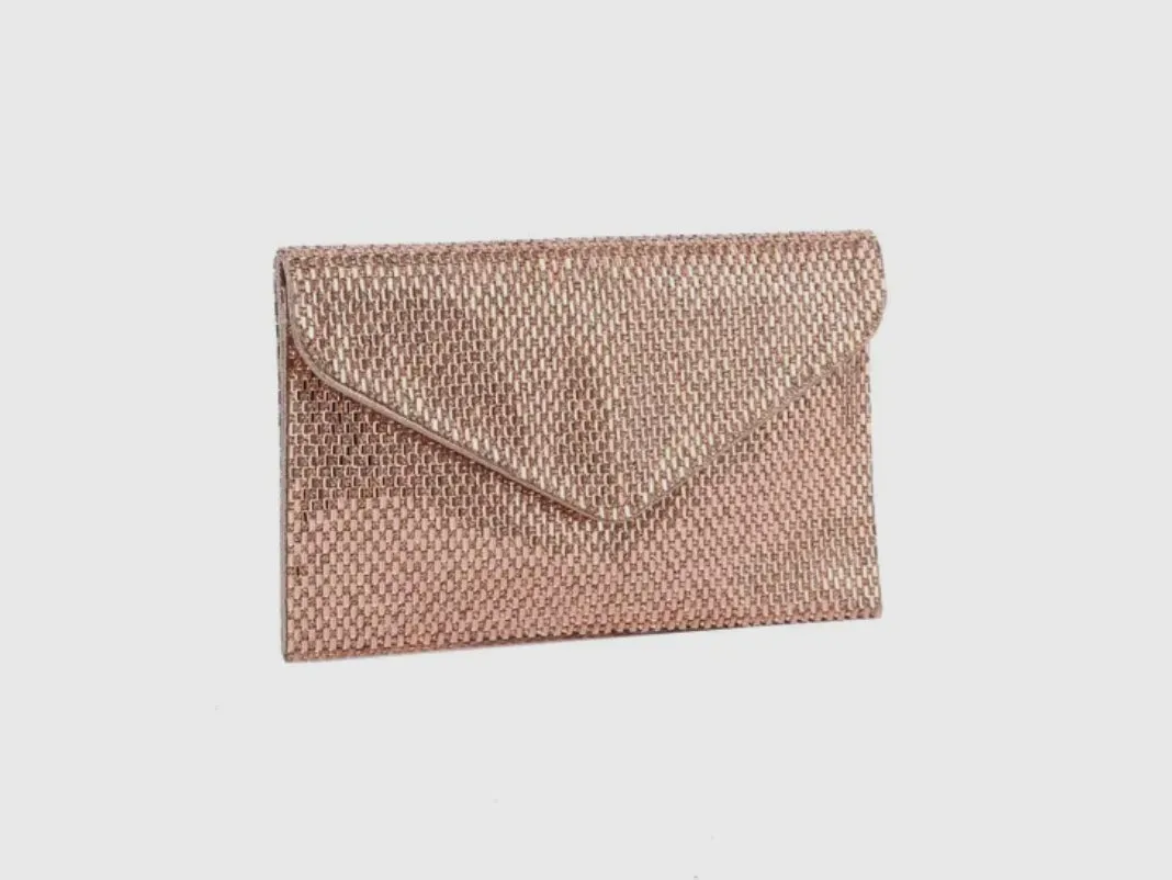 Rose Gold Rhinestone  Envelope Clutch Bag