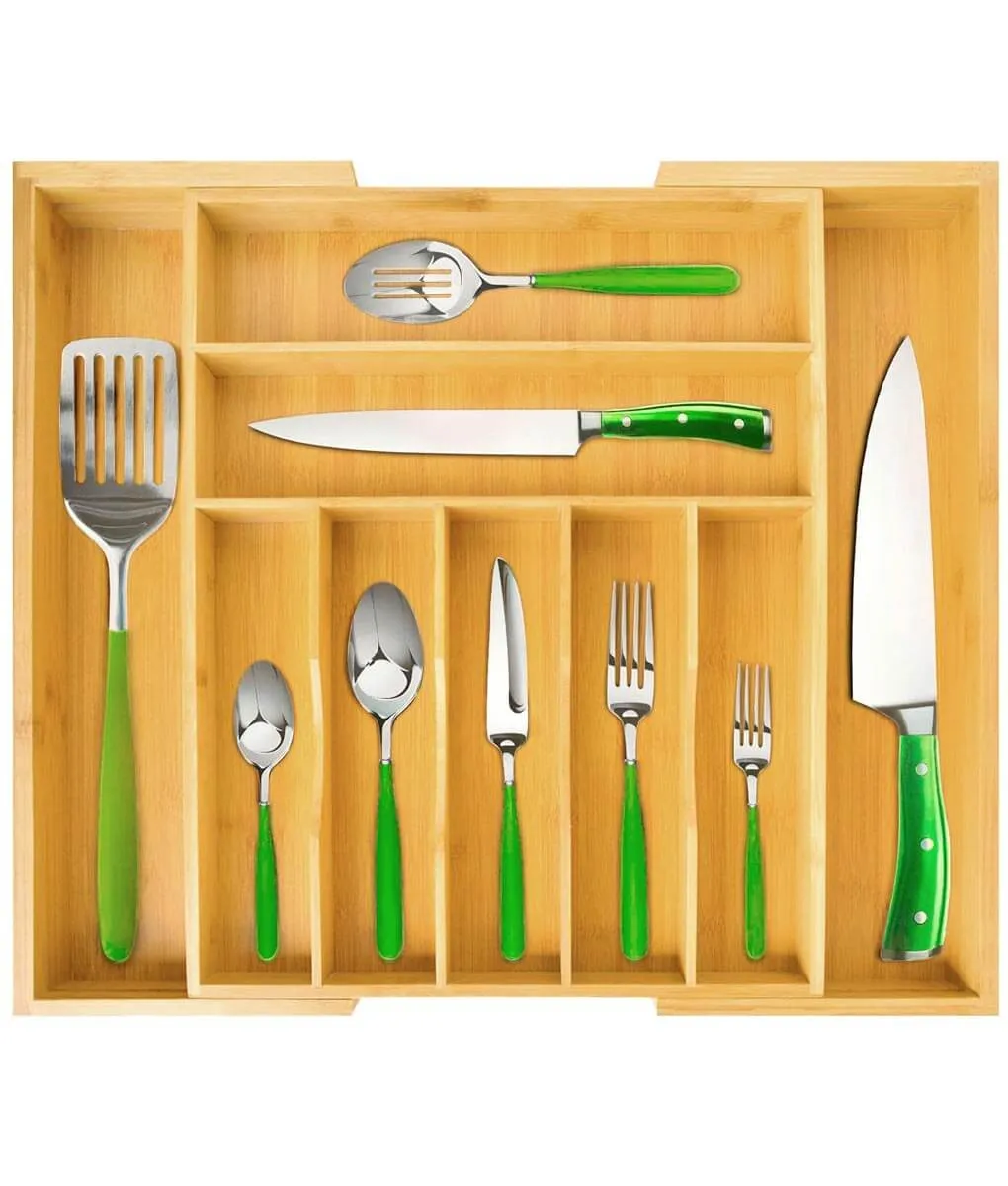 Royal Craft Wood Silverware Drawer Organizer 9 Slots