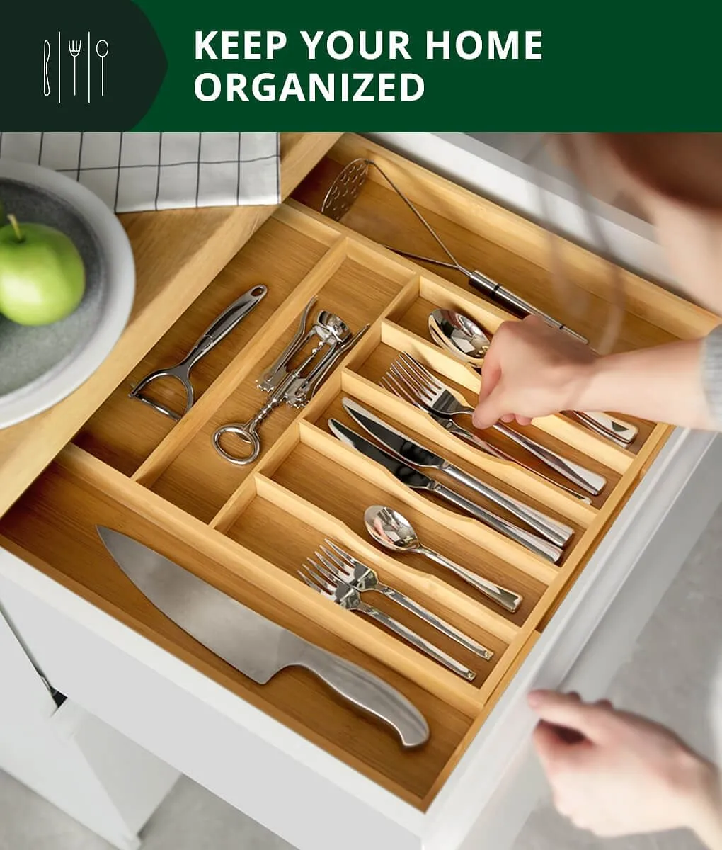 Royal Craft Wood Silverware Drawer Organizer 9 Slots