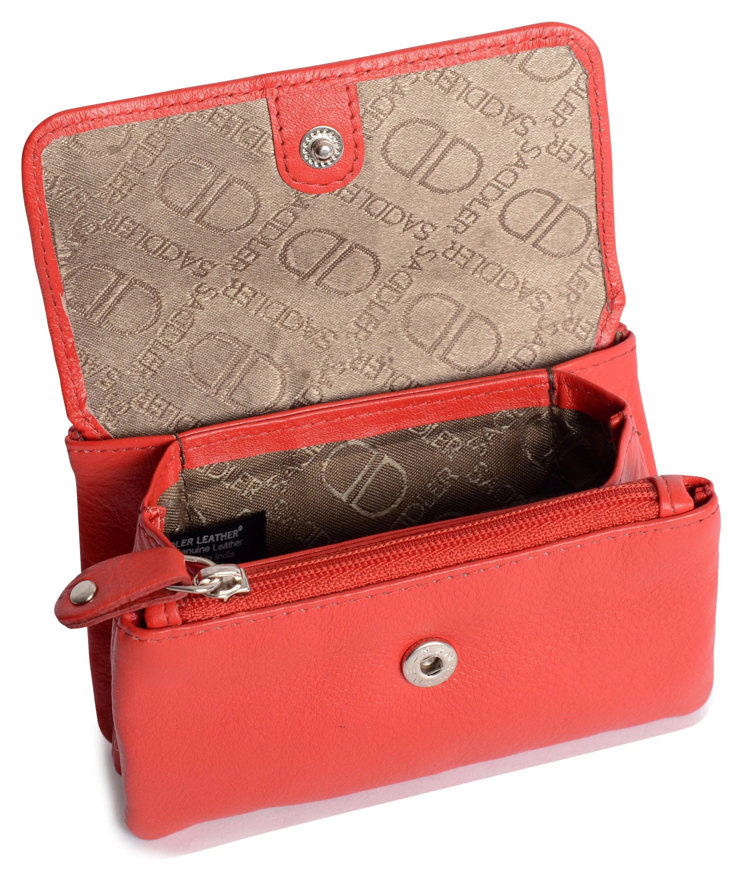 SADDLER LILY Leather Triple Gusset Purse - Holds Cards, Coins, and Keys - RFID Protected