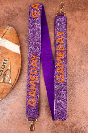 SALE 50% OFF! Viola Purple with Orange Gameday Seed Bead Bag Strap