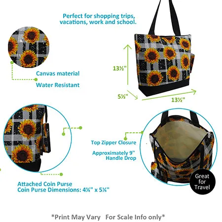 !SALE! Sunflower Plaid NGIL Canvas Tote Bag