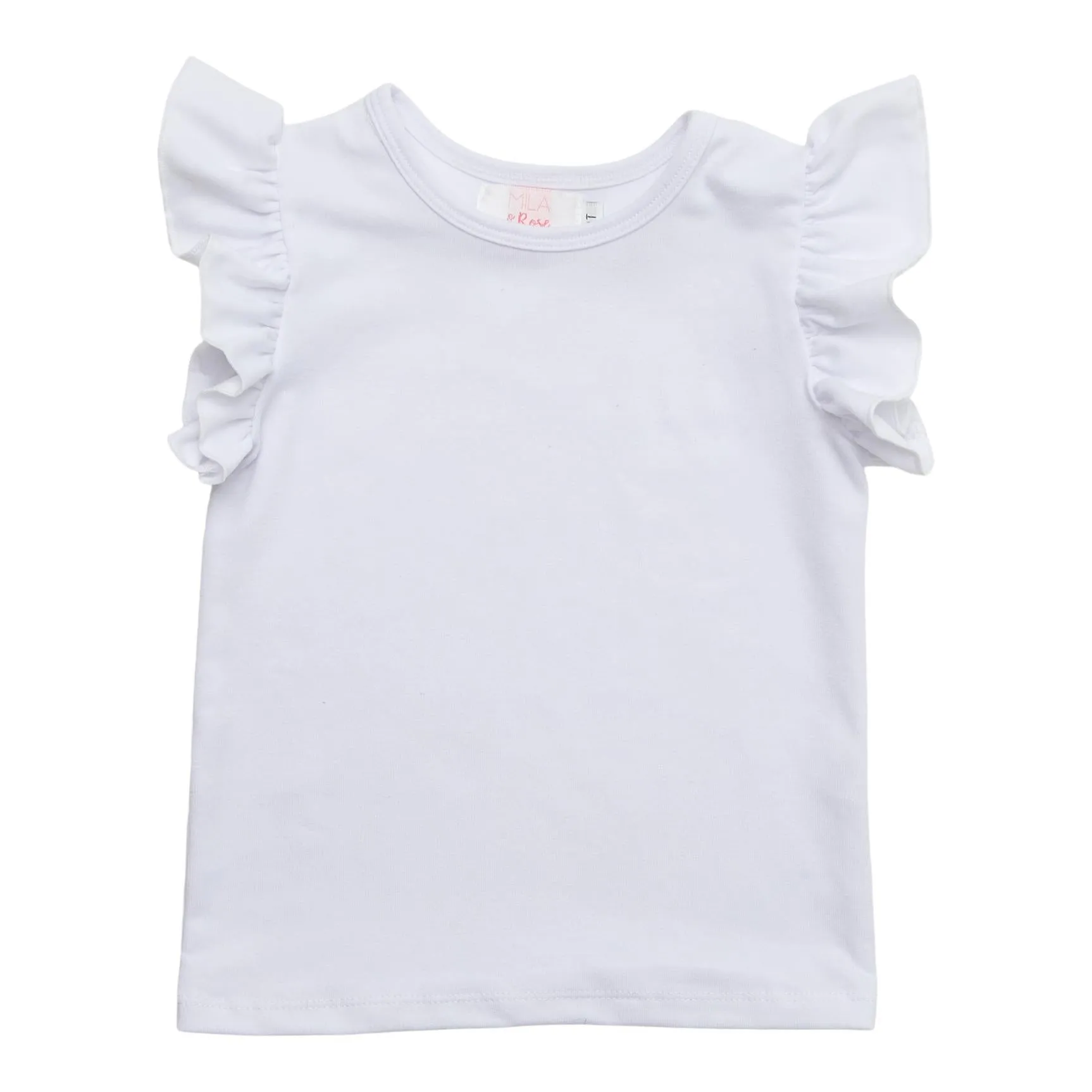 Short Sleeve Ruffle Tee - White