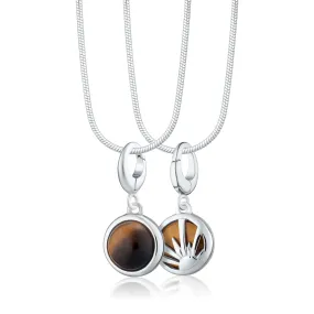 Silver Tigers Eye Healing Stone Necklace (Courage)