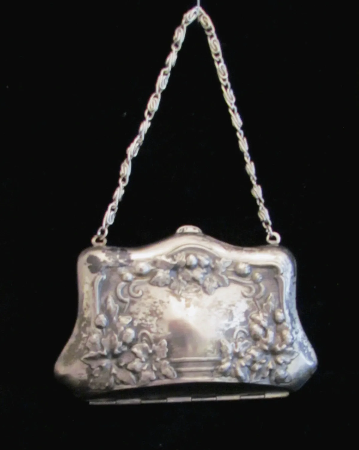 Silver Victorian Compact Purse 1900s Coin Purse Antique Change Wristlet Purse