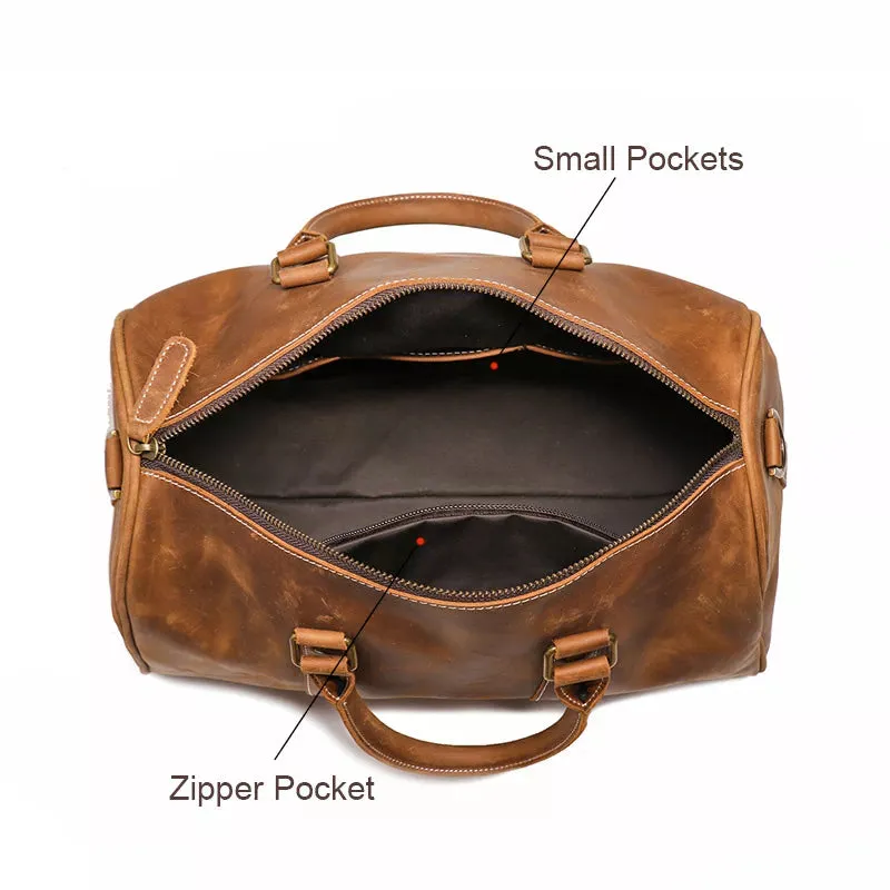 Small Crazy Horse Leather Duffle Bag