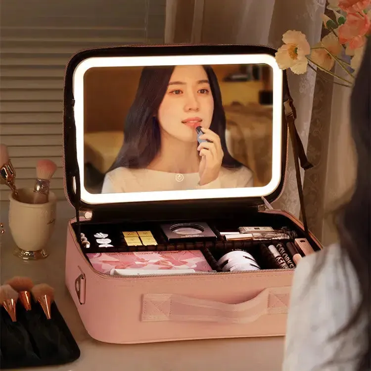 Smart LED Cosmetic Case With Mirror