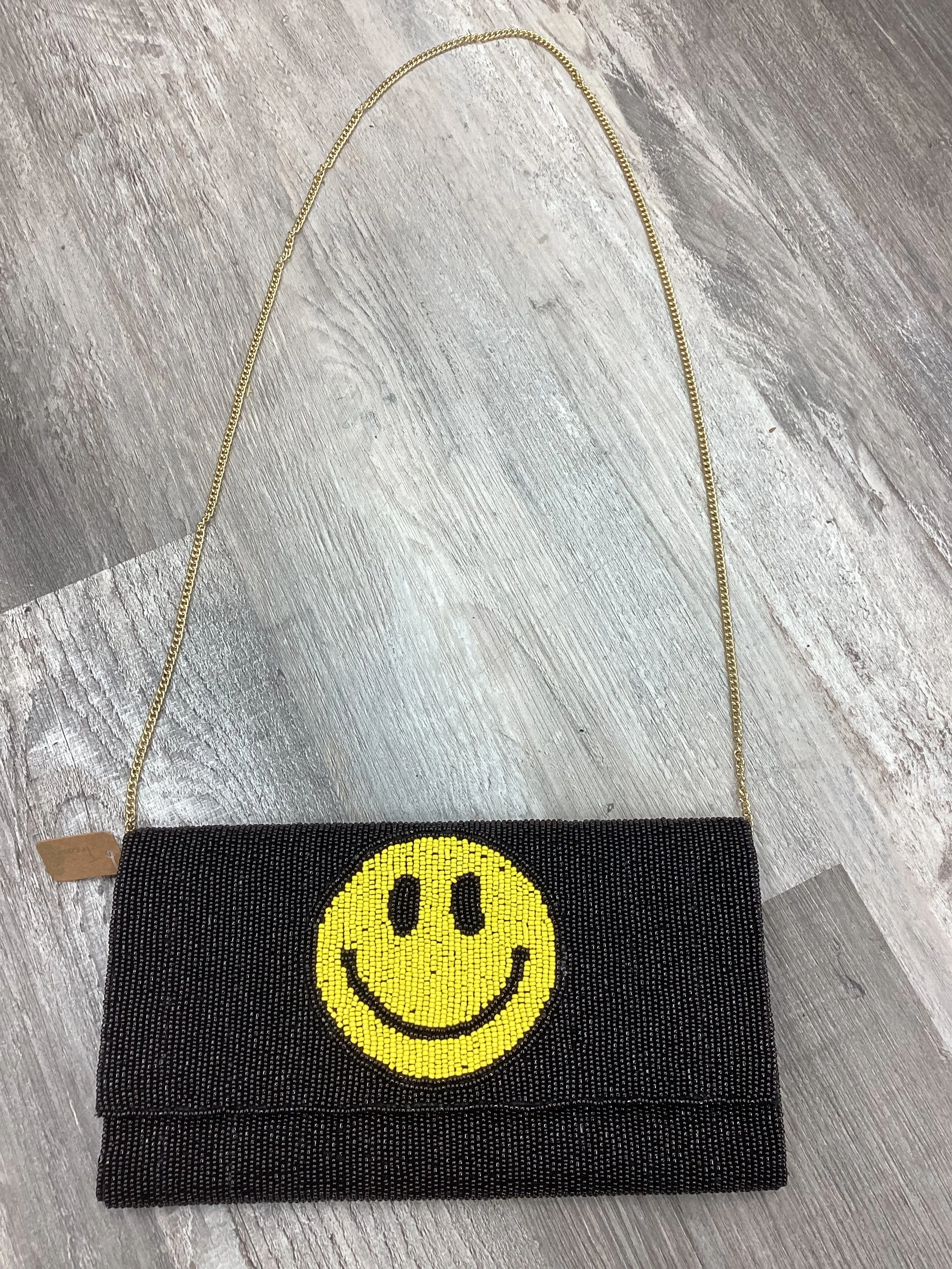 Smile Face Black Beaded Clutch Bag 🙂