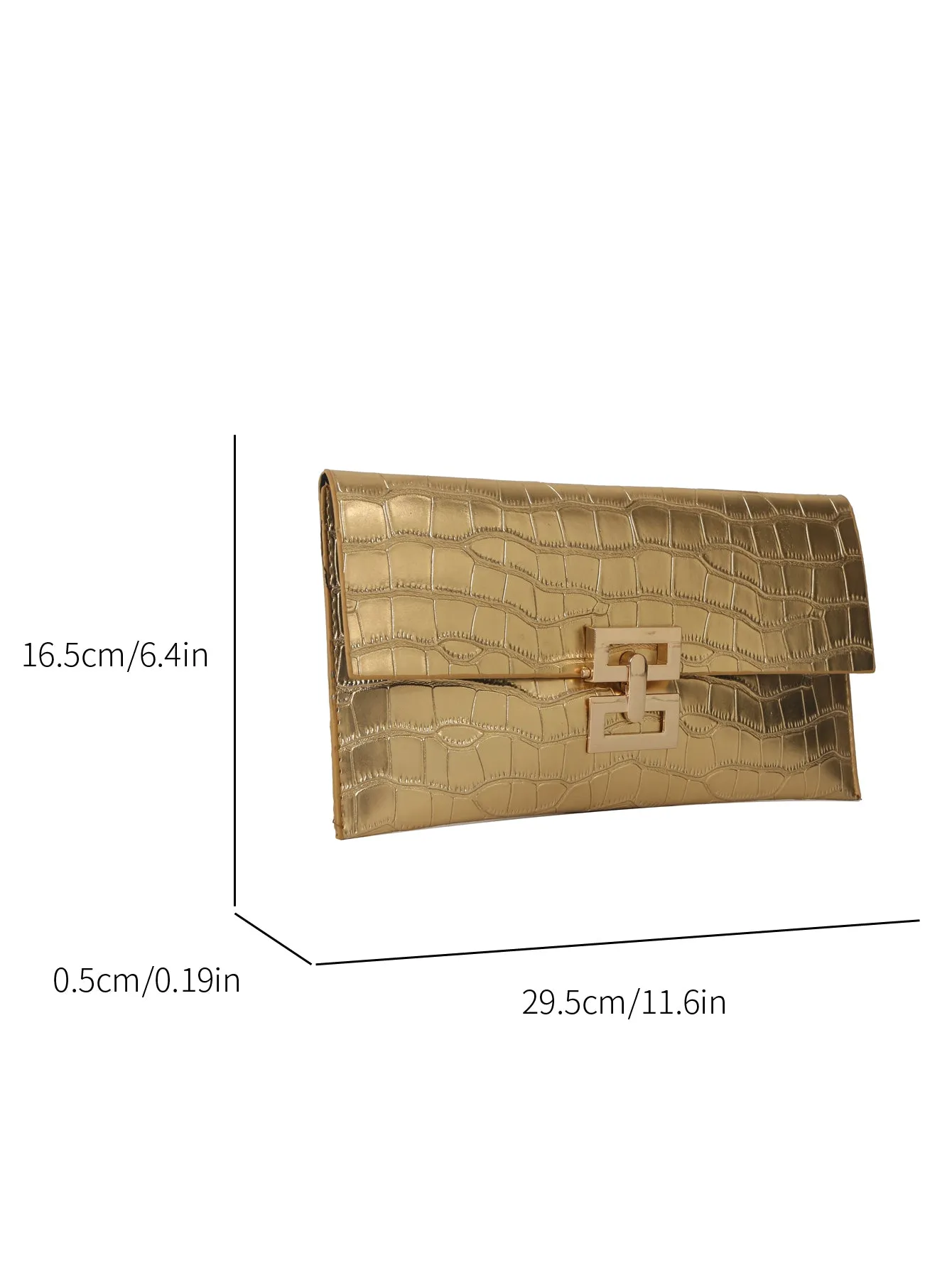 Solid Color Simple Crocodile Embossed Clutch Bag