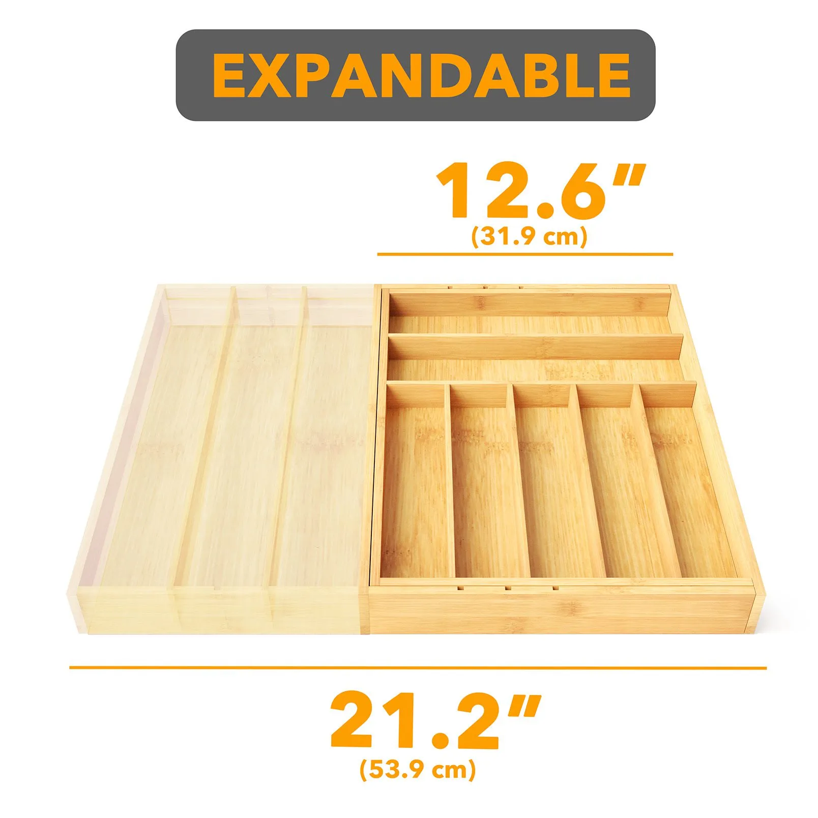 SpaceAid Bamboo Expandable Silverware Organizer for Kitchen Drawer Storage (Natural, 10 Slots)