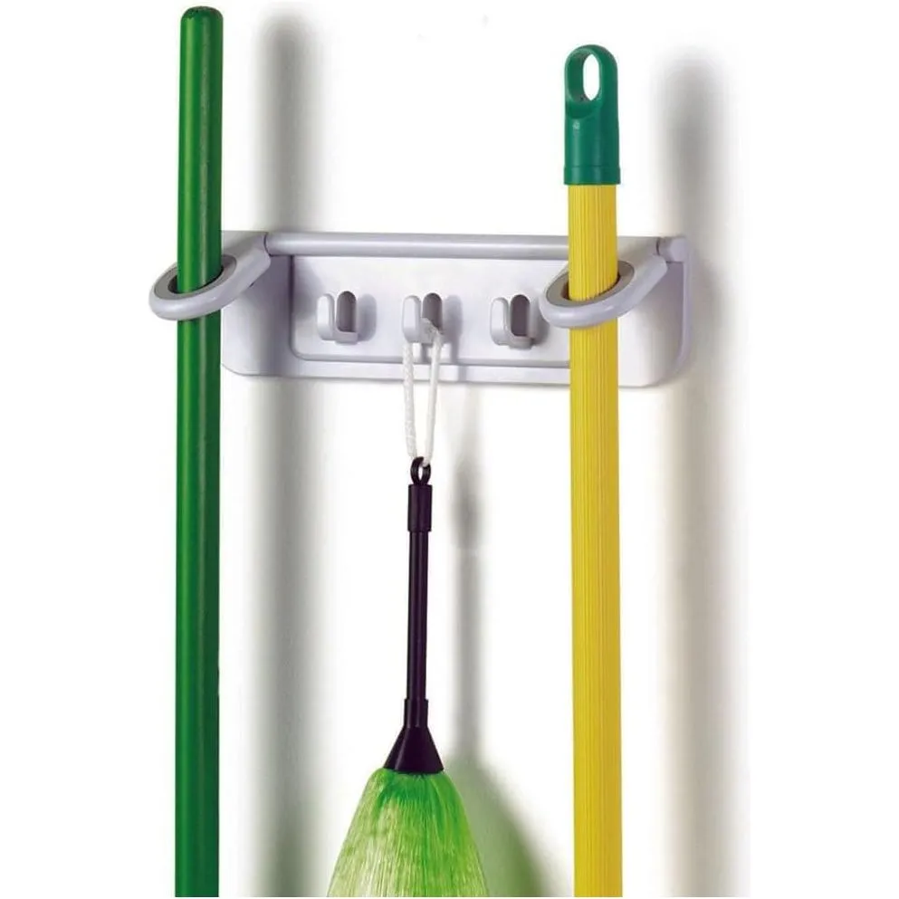 Spectrum White Mop & Broom Organizer