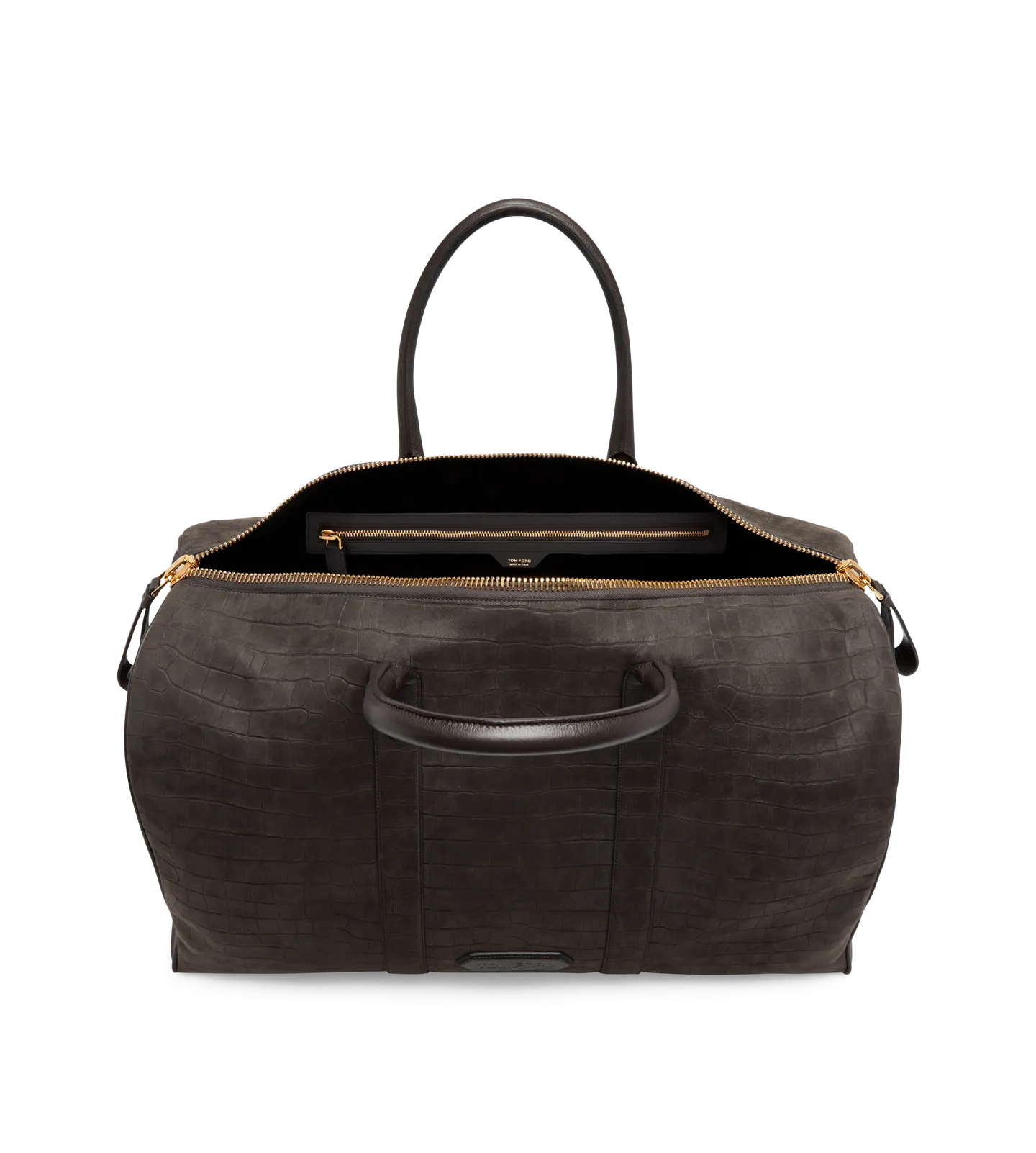 Stamped Croc Nubuck Wide Opening Duffle