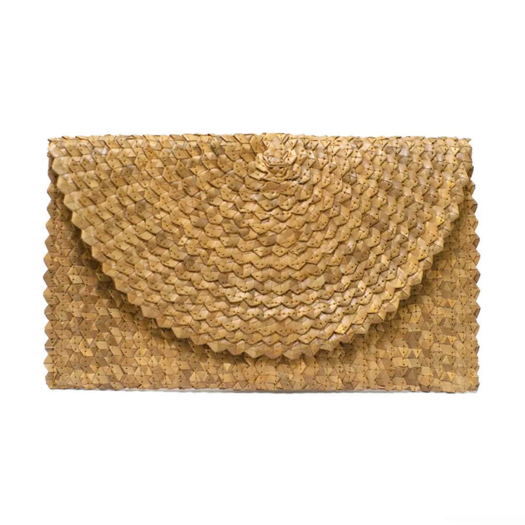 Straw Clutch Purse Brown - Summer Beach Bag Envelope Wallet