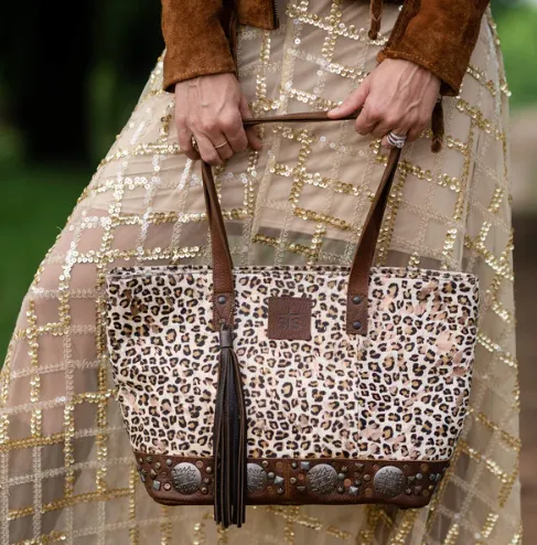 STS Ranchwear Great Plains Classic Cowhide Hair-On Leopard Print Conceal Carry Tote STS31953