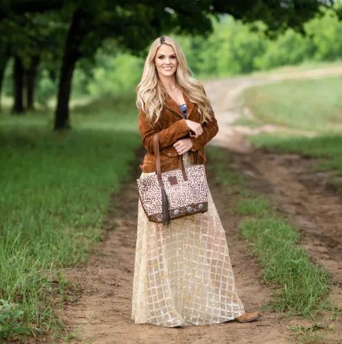 STS Ranchwear Great Plains Classic Cowhide Hair-On Leopard Print Conceal Carry Tote STS31953