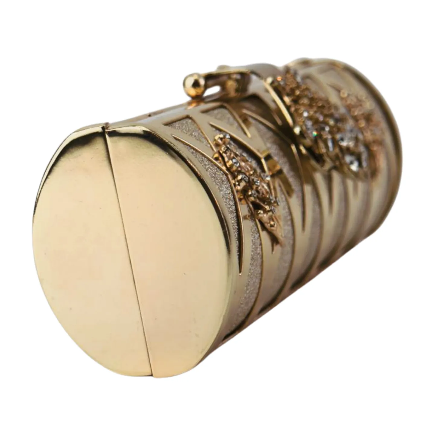 Stylish Glittering Gold Clutch Bag with Flowers and Swarovski Crystals For Wedding And Party