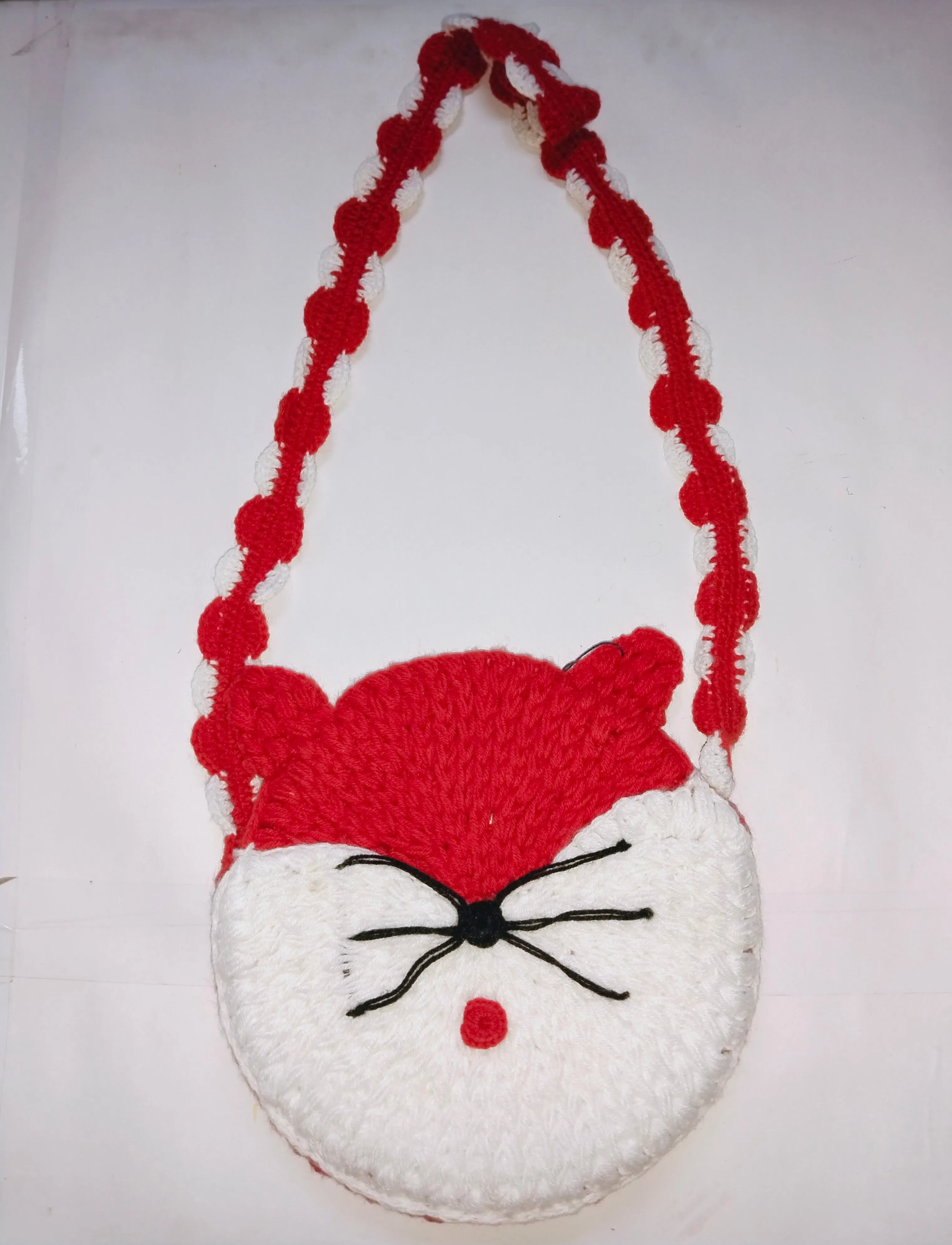 Stylish Look With Meow Pattern Handmade Crochet Sling Bag For Girls