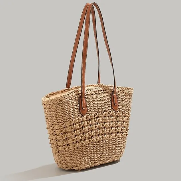 Stylish Simple Minimalist Woven Basket Bag, Women Vacation Tote Bag, Handbags for Women, Oversized Shoulder Bag, Underarm Bag, Gift for her