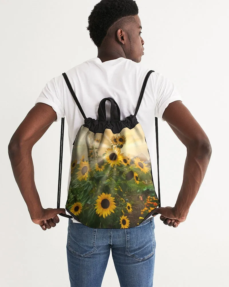 Sunflower Sunset Premium Canvas Drawstring Bag