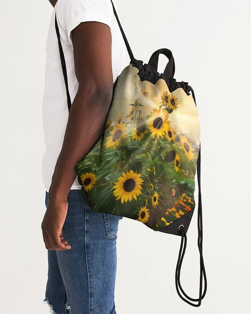 Sunflower Sunset Premium Canvas Drawstring Bag