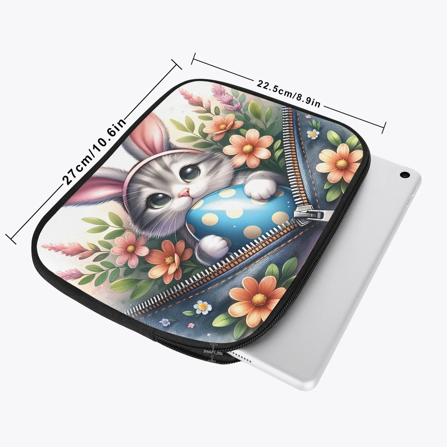 Tablet Sleeve - Easter - Cat with Bunny Ears