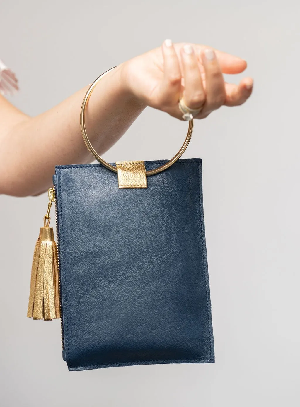 The Metal Ring Wristlet | Navy