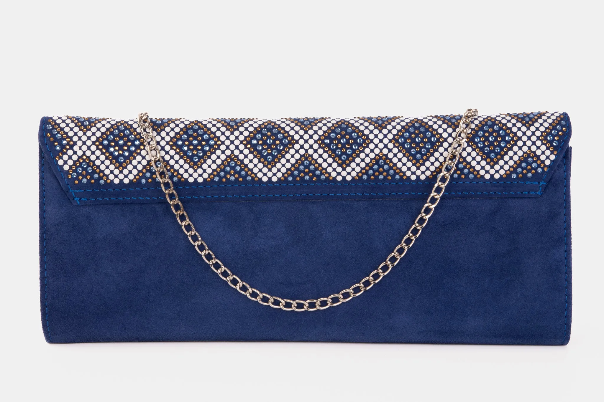 The Nampula Sax Blue Glitter Suede Leather Clutch