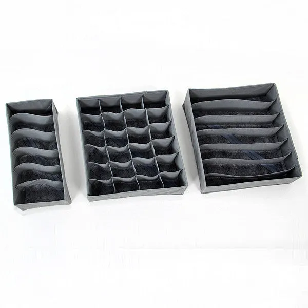 Three Pieces a Set Foldable Box Bamboo Charcoal Fibre Storage Box for bra underwear necktie socks