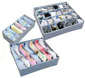 Three Pieces a Set Foldable Box Bamboo Charcoal Fibre Storage Box for bra underwear necktie socks