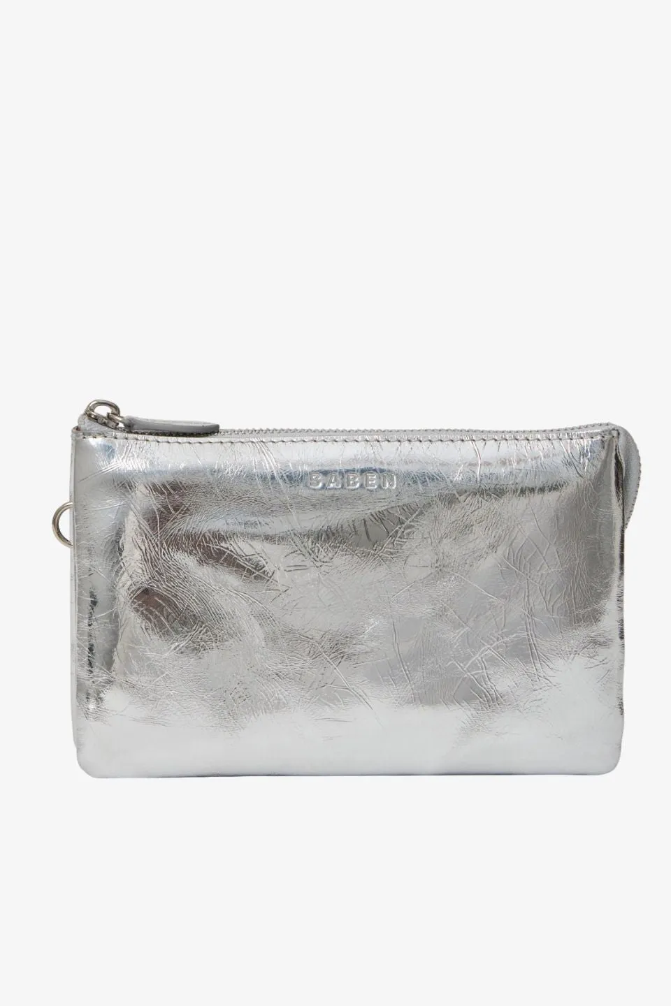 Tilly Silver Crinkle Leather Crossbody Bag