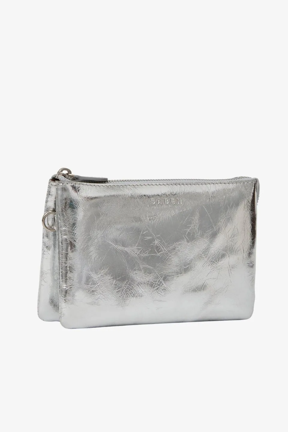 Tilly Silver Crinkle Leather Crossbody Bag