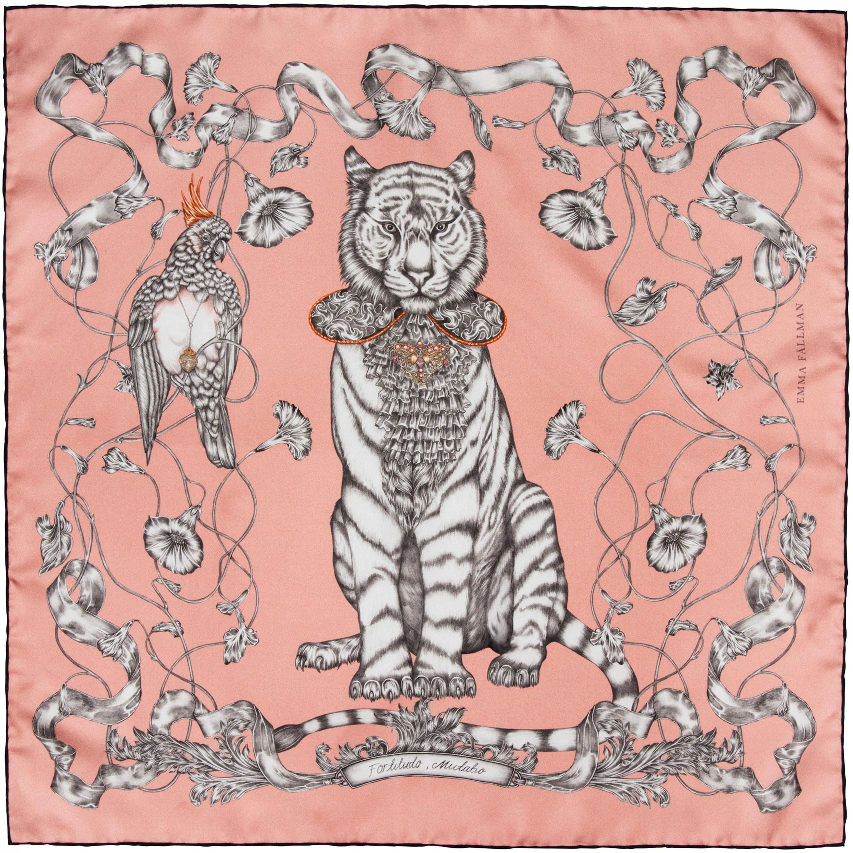 Totem Tiger Mini Silk Scarf Pink