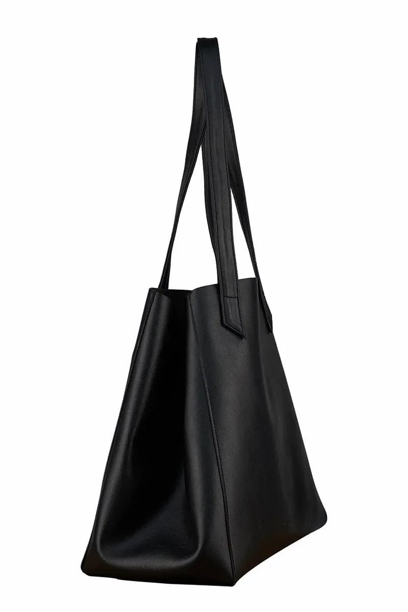 Totissimo Foldable Vegan Leather Tote Bag | Black